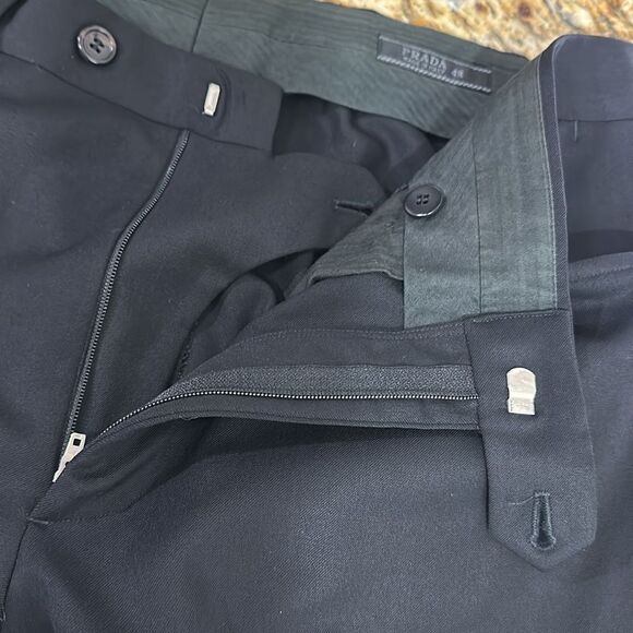Prada Classic Virgin Wool Blend Slim Straight Black Trousers Size 38 - Picture 5 of 12